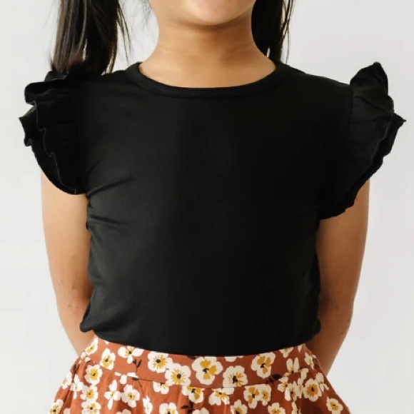Little Sleepies Shirts & Tops Little Sleepies Black Flutter Sleeve